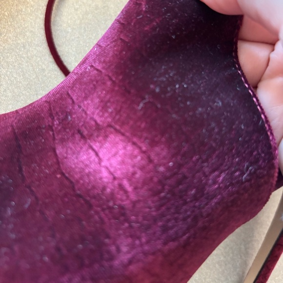 Aldo Tilley Burgundy Velvet Ankle Tie Peep Toe Heels - Picture 12 of 13